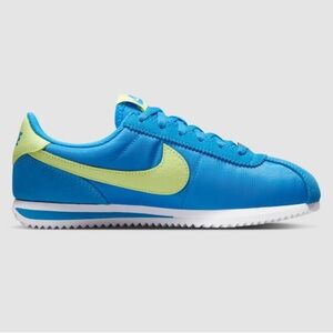 Nike Cortez Blue Nylon Suede Swoosh Neon Shoes Size 6.5 youth 8 Women’s